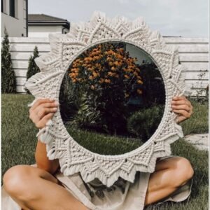 Espejo 30 cm de diámetro tejido macramé