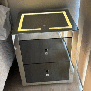 mesa de noche con luz led